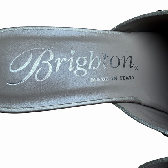 Brighton Womens Night Zinc Leather Studded Slide Sandals Size 9M Made In Italy - Picture 14 of 16